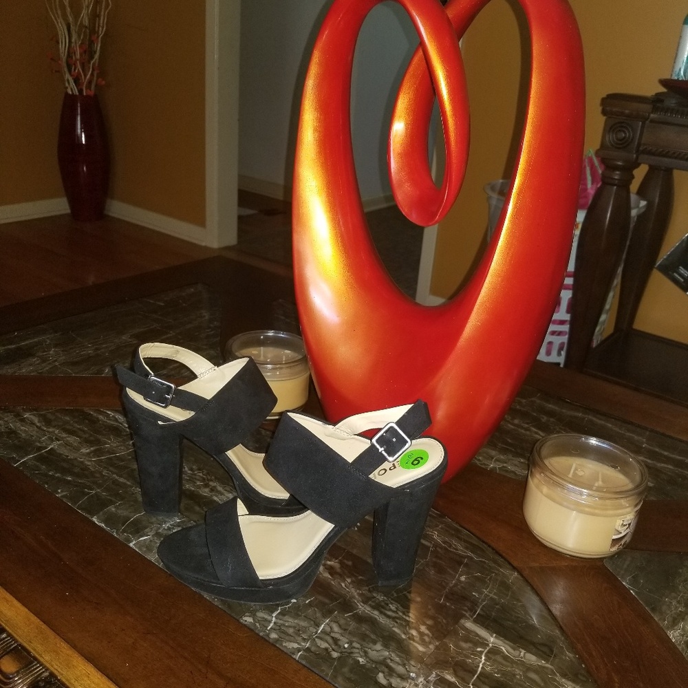Black ankle strap heels
